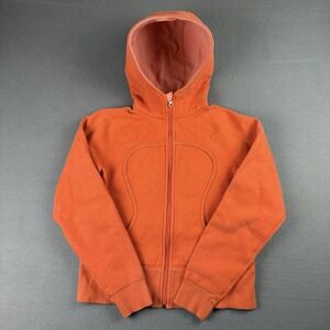 Lululemon Pumpkin‎ Orange Scuba Full Zip Hoodie Women's Size 6 Heavyweight Thick